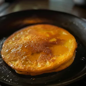 Assembling crepe-style mango pancake with mango slices and cream