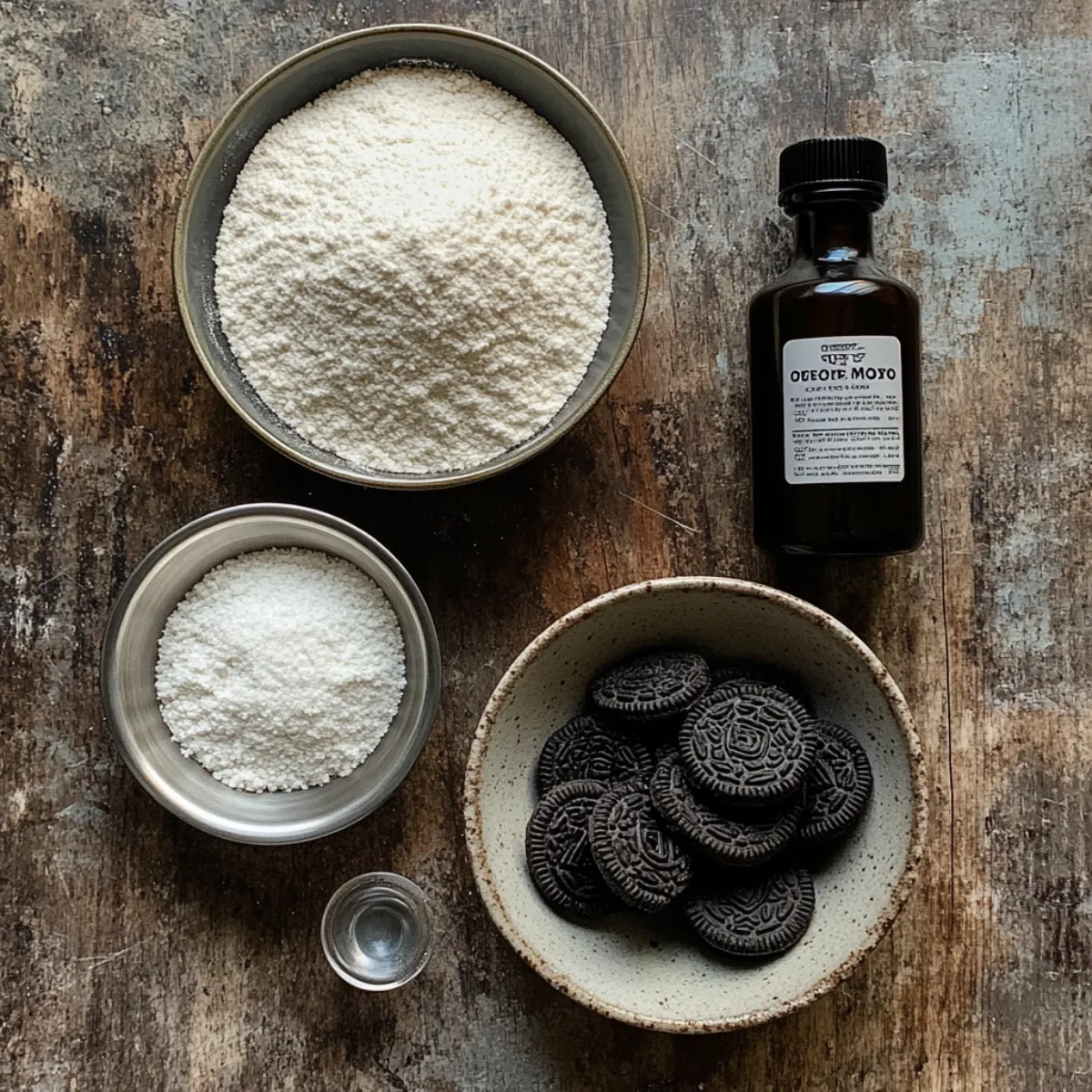 Ingredients for OREO Mochi laid out on a kitchen surface