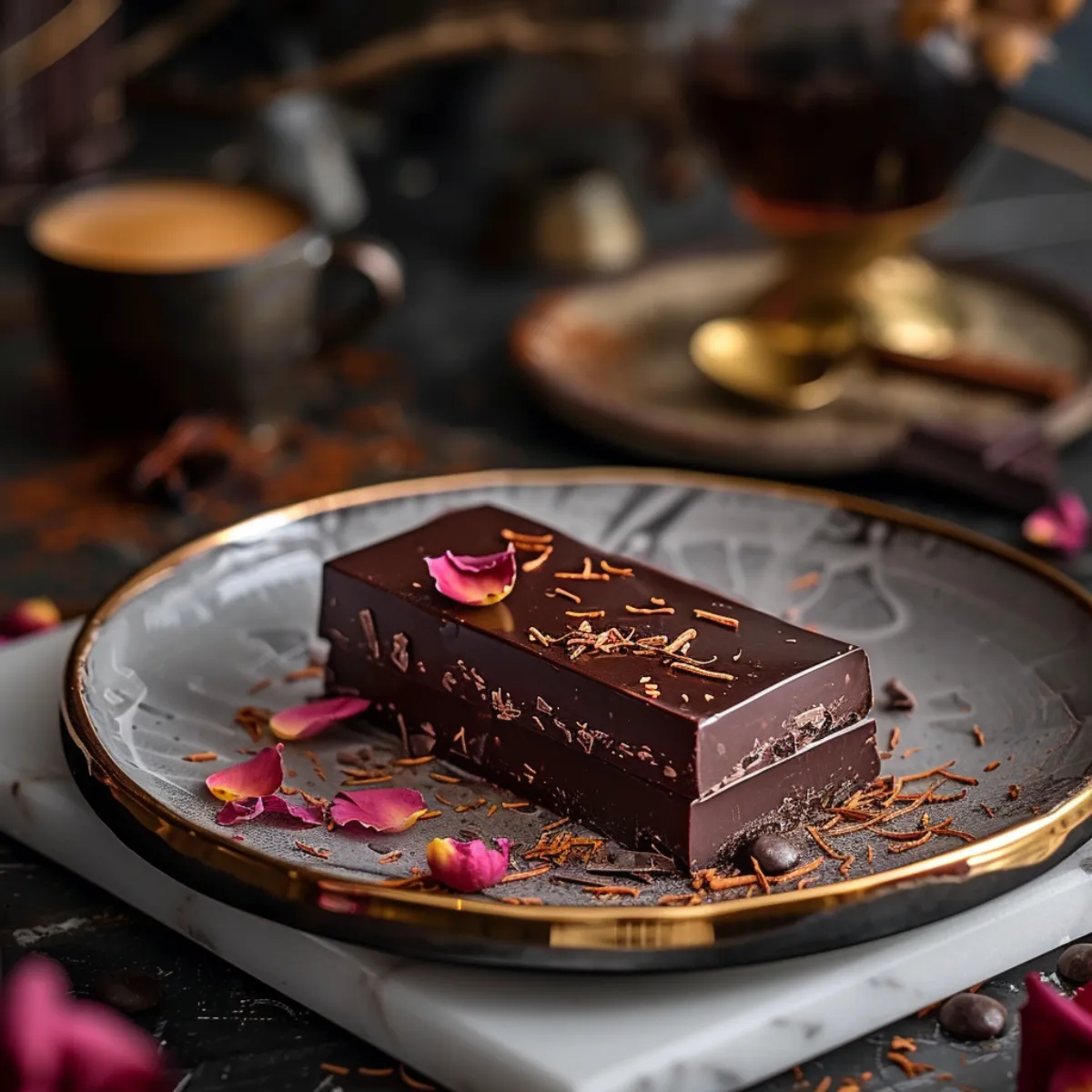 Luxurious Dubai Chocolate Bar wrapped in gold with saffron and rose