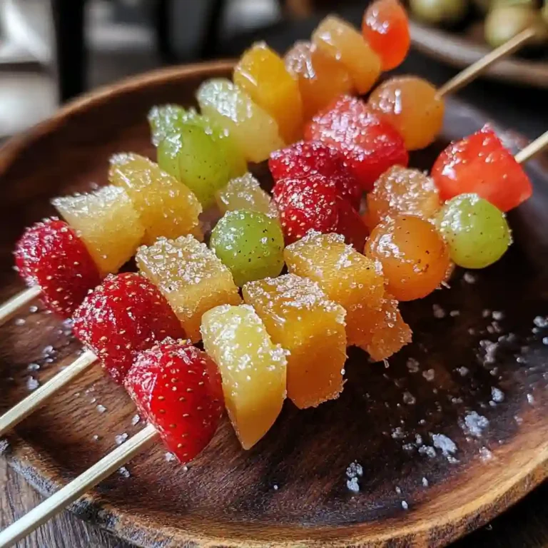 Tanghulu (candied fruit skewers) strawberries and hawthorn berries glistening in sugar coating