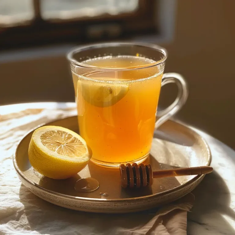 Apple cider vinegar and cayenne detox drink served with lemon and honey on the side