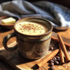 Coffee Loophole Diet drink in a rustic mug with creamy cinnamon foam