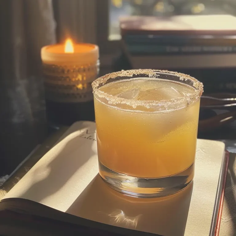 Cortisol cocktail served in a glass beside a journal in morning light