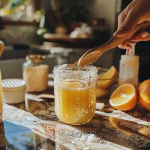 Mixing sea salt and cream of tartar into orange juice for a cortisol cocktail