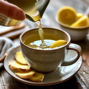 Apple cider vinegar and lemon being poured into green tea