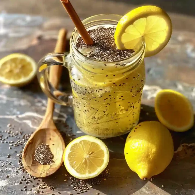 Bariatric seed drink served in a glass with lemon wedge and condensation