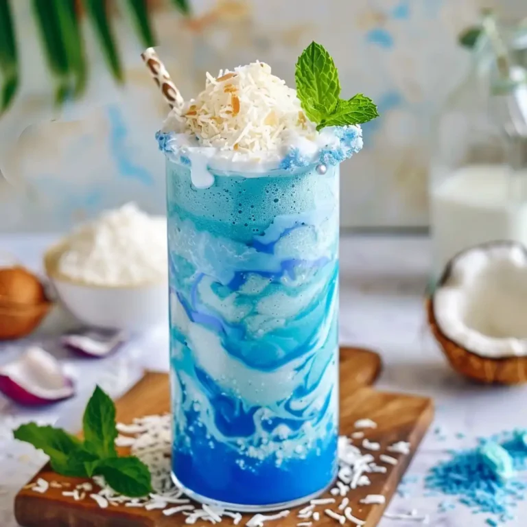 Coconut Cloud Smoothie served in a chilled glass with chia seeds and mint garnish