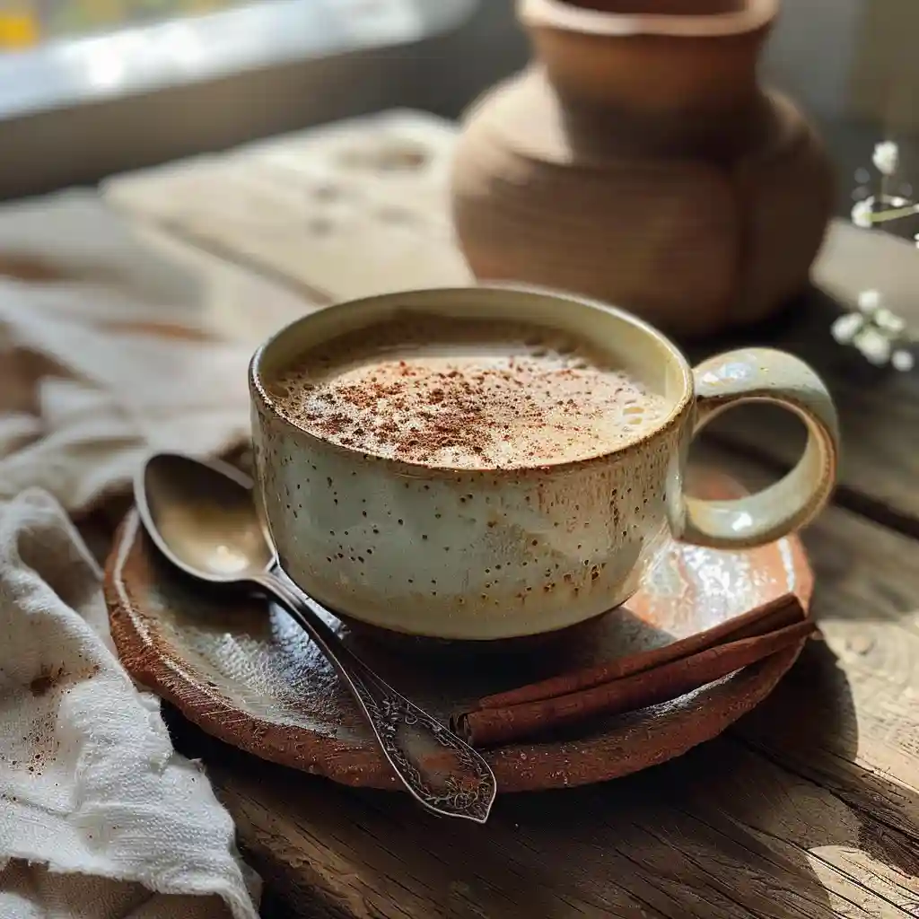 Coffee loophole recipe served with cinnamon sprinkle and spoon