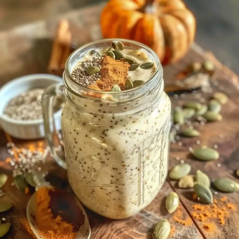 Creamy bariatric pumpkin seed blend in a small mason jar with chia and cinnamon