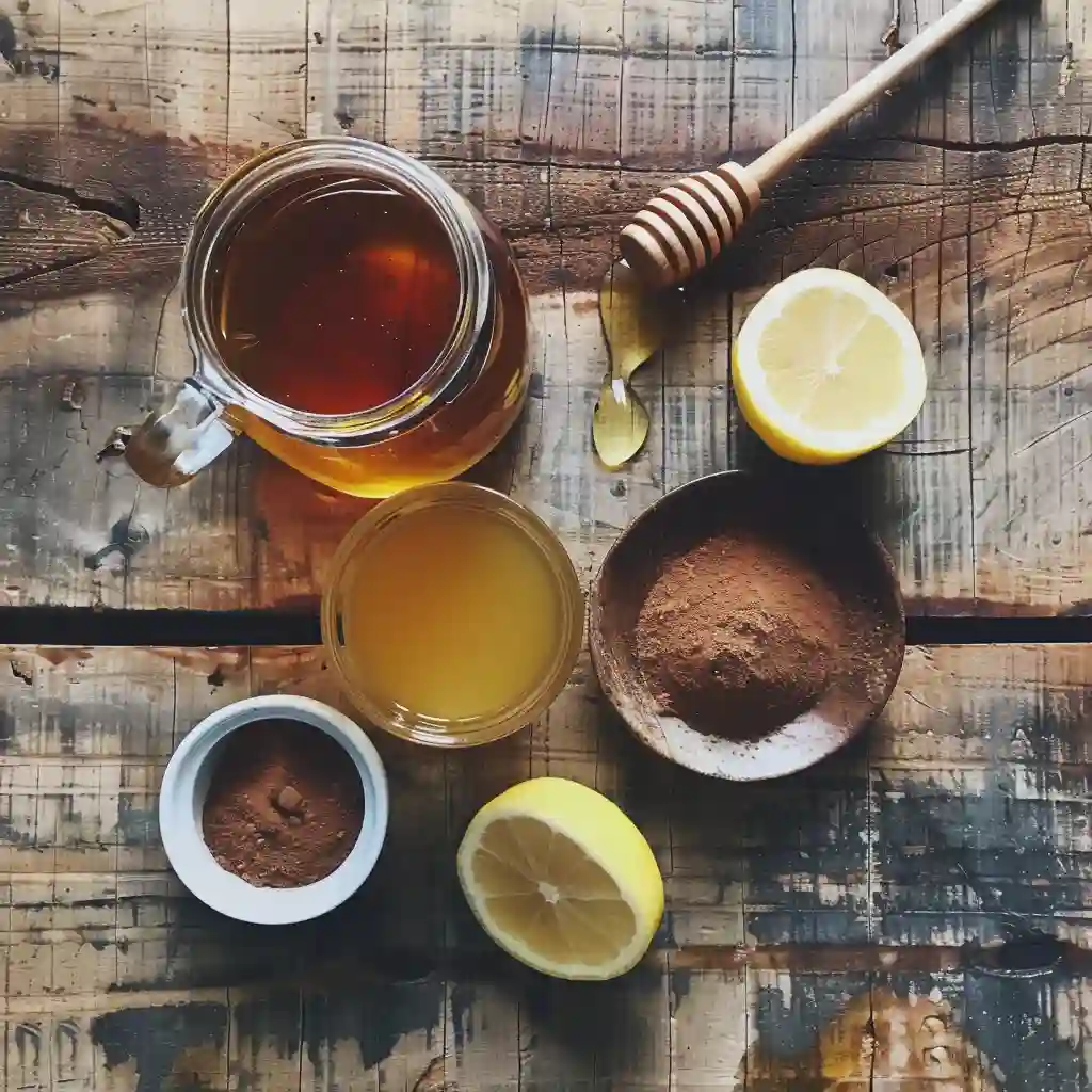 Weight loss drink with apple cider vinegar recipe -Honey being stirred into a glass with lemon and cinnamon visible – step in making ACV drink