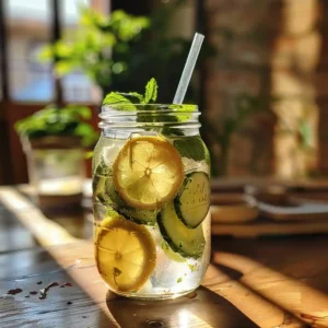 Ice water hack recipe served in a mason jar with straw on a sunlit table