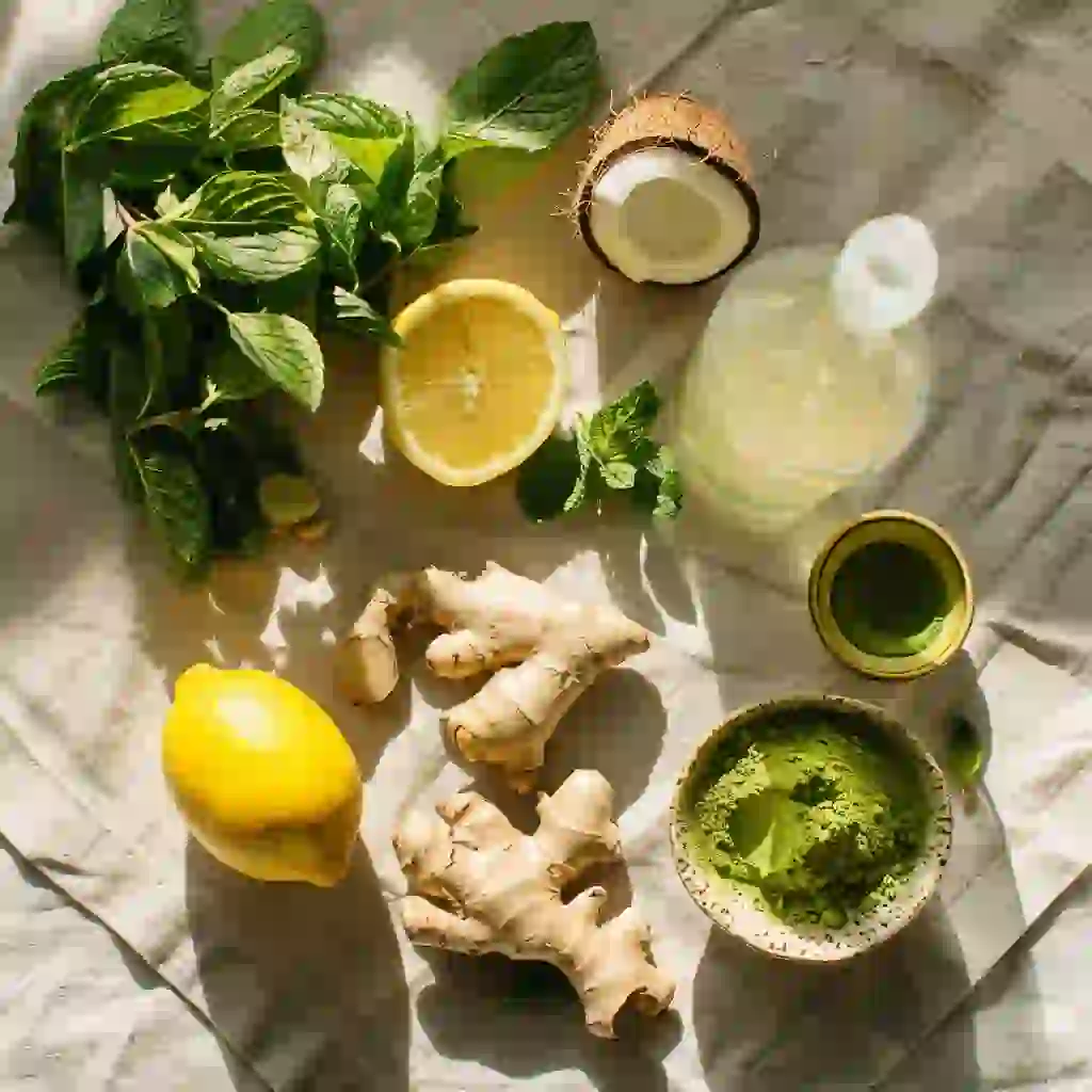 Mounjaro Drink for Energy drink – lemon, ginger, matcha, mint, chlorophyll, coconut water