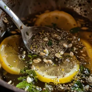 Seed drink resting on counter to soak with gel-like texture forming