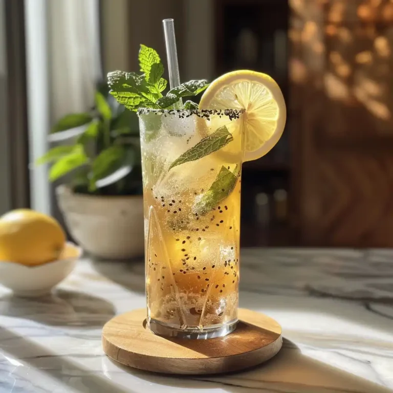 Served Mounjaro digestive drink with mint and lemon garnish