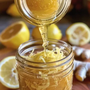Squeezing lemon juice into mason jar with apple cider vinegar and ginger