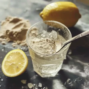 Stirring Harmonia Cortisol Cocktail in a clear glass during morning prep