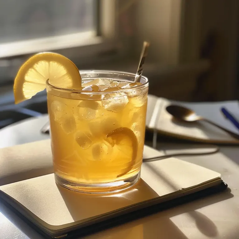 Zepbound drink served in a glass with lemon wedge and ice beside a morning journal