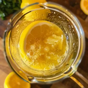 Adding cold water to lemonade mixture in glass pitcher