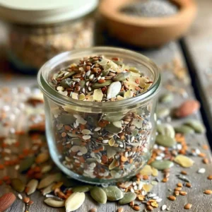 Bariatric seed mix in rustic bowl with toasted spices for weight loss