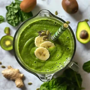 Pouring coconut water and adding fresh ginger to blender with fruits and spinach