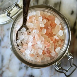 Pouring filtered water into a glass jar for the pink salt trick recipe