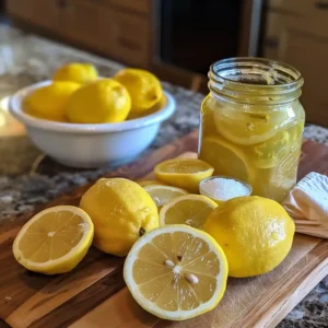 Pouring pickle juice into pitcher with lemon juice and sugar