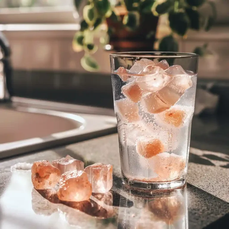 Salt and ice trick recipe in a glass with pink Himalayan salt, ice, and fresh mint leaves – perfect hydration post-workout