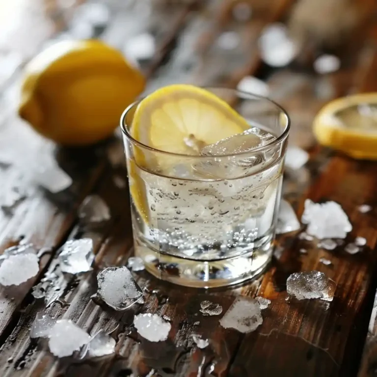 Salt and ice trick drink with Himalayan pink salt and ice cubes in a glass
