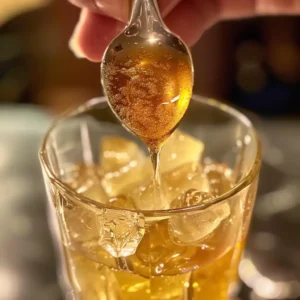 Stirring honey and cinnamon into the Ice Hack Drink