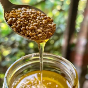 Stirring seeds and water in mason jar with lemon juice