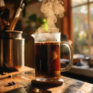 Natural fat-burning coffee ingredients in small bowls with French press