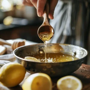 Sprinkling cinnamon into a warm honey-lemon drink