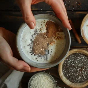 Adding lemon juice to kefir with spices on the side