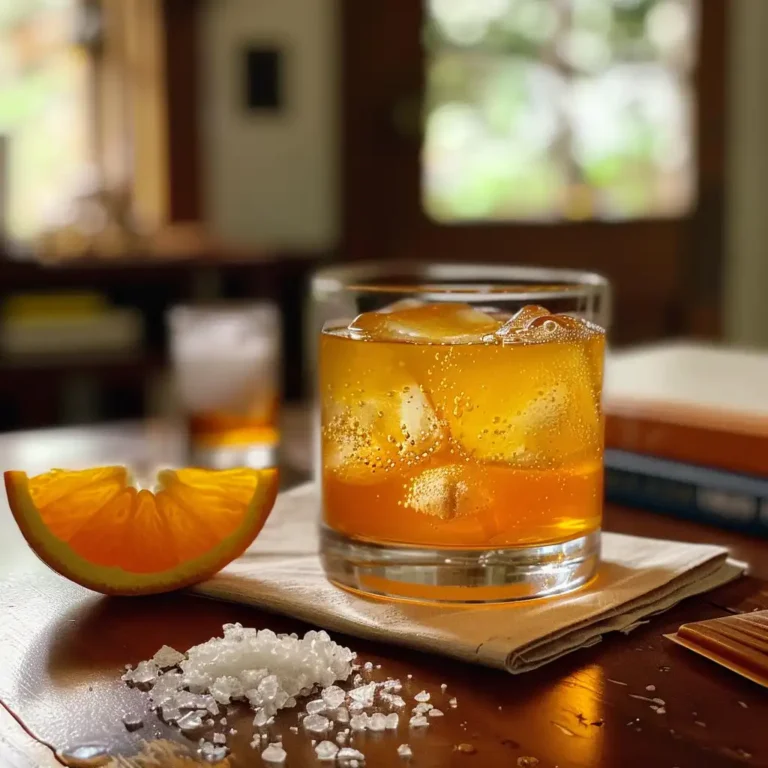 Adrenal cocktail served on a breakfast table with orange slices and a pinch of sea salt