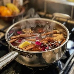 Hand adding ginger slices to boiling water for Costa Rican tea