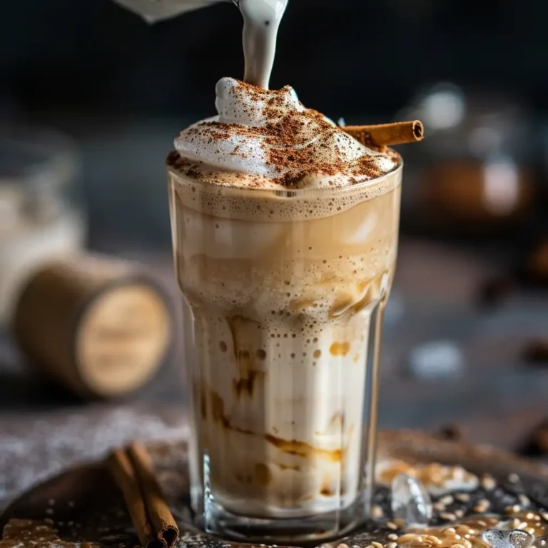 Iced Teddy Graham Latte in a mason jar with whipped cream and crushed cookies