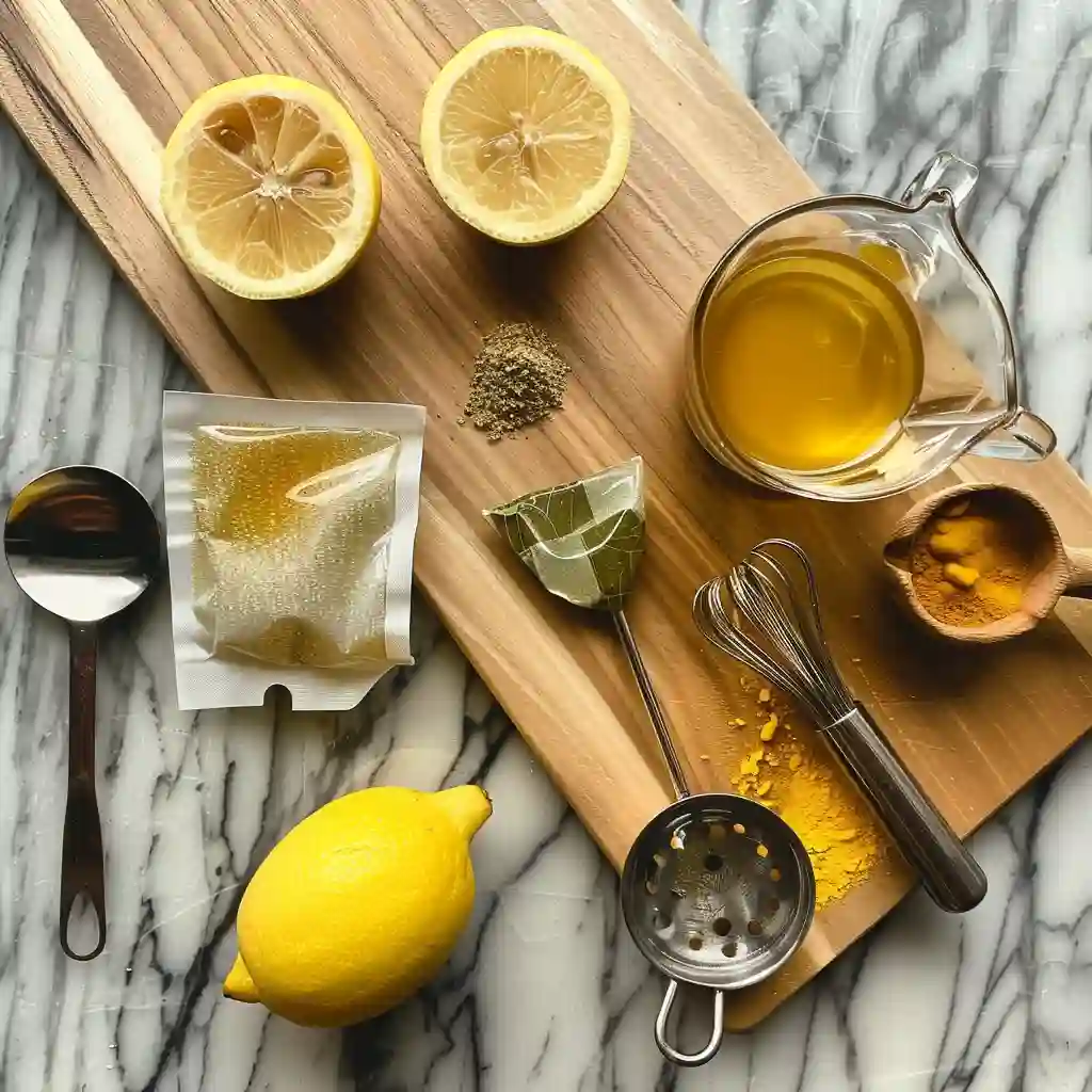 Ingredients for the gelatin trick recipe laid out in a flat lay