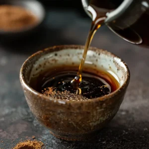 Mixing honey, brown sugar, and cinnamon in a glass