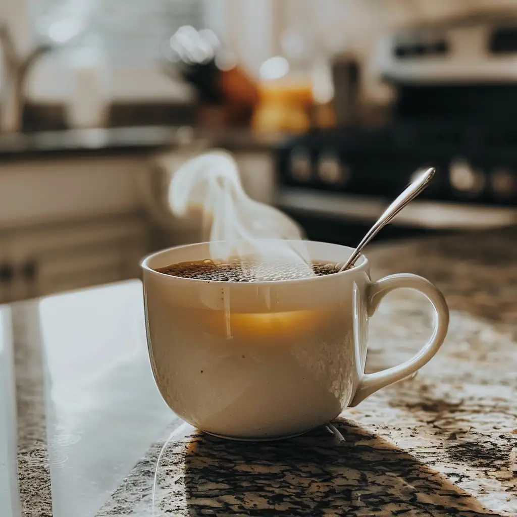 Morning coffee with unflavored gelatin dissolving – the classic gelatin trick for weight loss