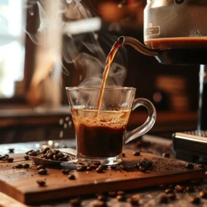 Oat milk being frothed in a French press with foam forming at the top