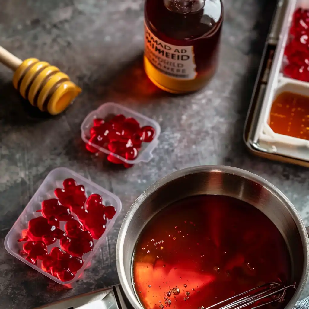 Preparation Step 2—stirring dissolved gelatin with lemon and honey