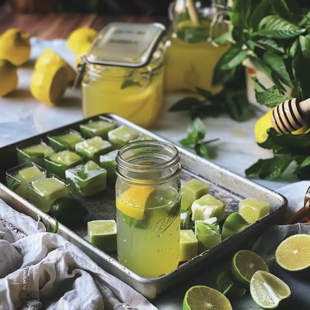 Stirring calamansi juice with cold water and honey before pouring over ice