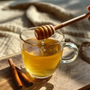 Stirring honey into warm water for memory elixir