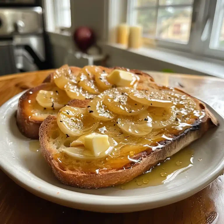 Toasted sourdough with butter and honey fermented garlic drizzle on a cozy breakfast table