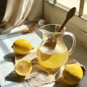 Adding honey and lemon juice to coconut water for homemade electrolyte drink