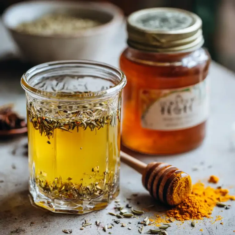 Close-up of warm Canaan honey and fennel tea blend for vision support