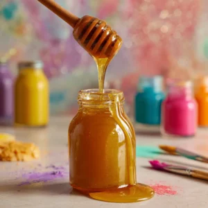 Frozen honey being squeezed from a clear plastic bottle – TikTok honey trend up close