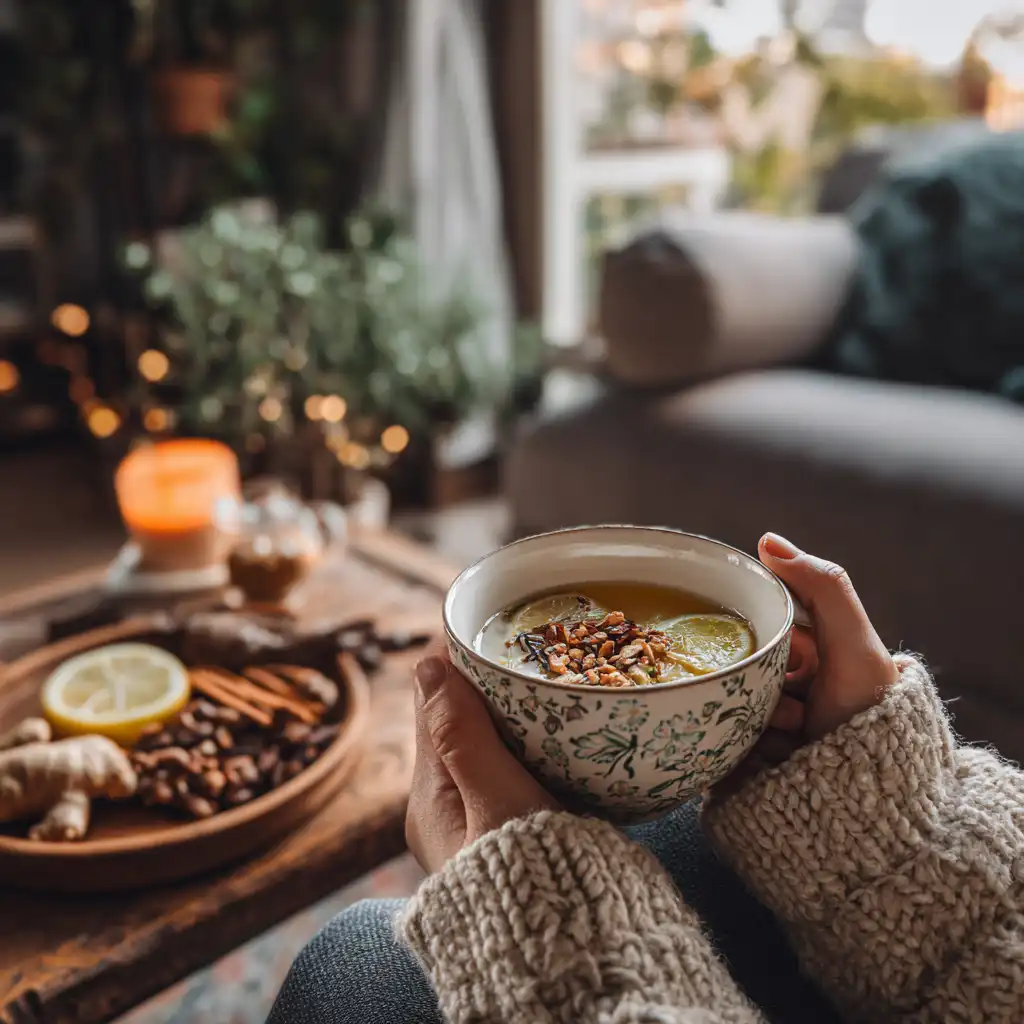 Flat lay of ginger, turmeric, lemon, and cinnamon for ginger hacks
