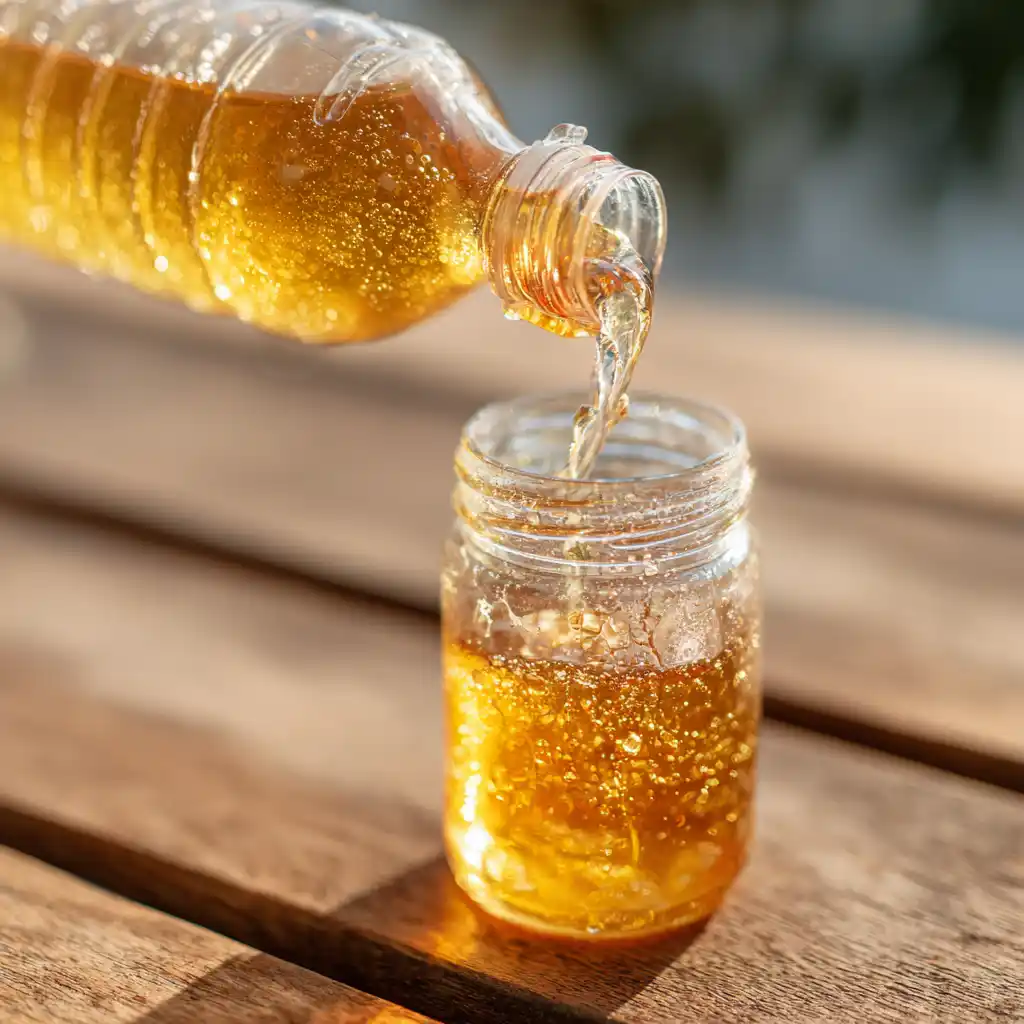 honey trick recipe TikTok_Glossy frozen honey stretch from a squeeze bottle with glitter