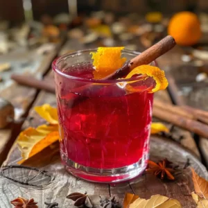 Jamaican sorrel drink with citrus and spice in a clear glass